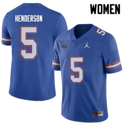 Women's Florida Gators #5 CJ Henderson NCAA Jordan Brand Royal Authentic Stitched College Football Jersey JUK3562JE